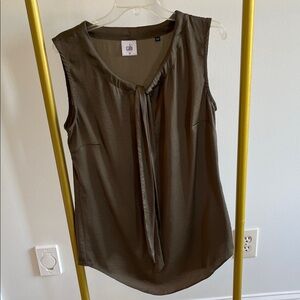 CAbi Dark Olive Tie-Front Blouse